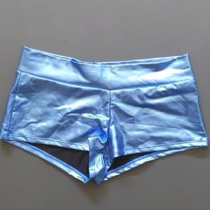 Blue Shiny Booty Shorts Large by Spencer's